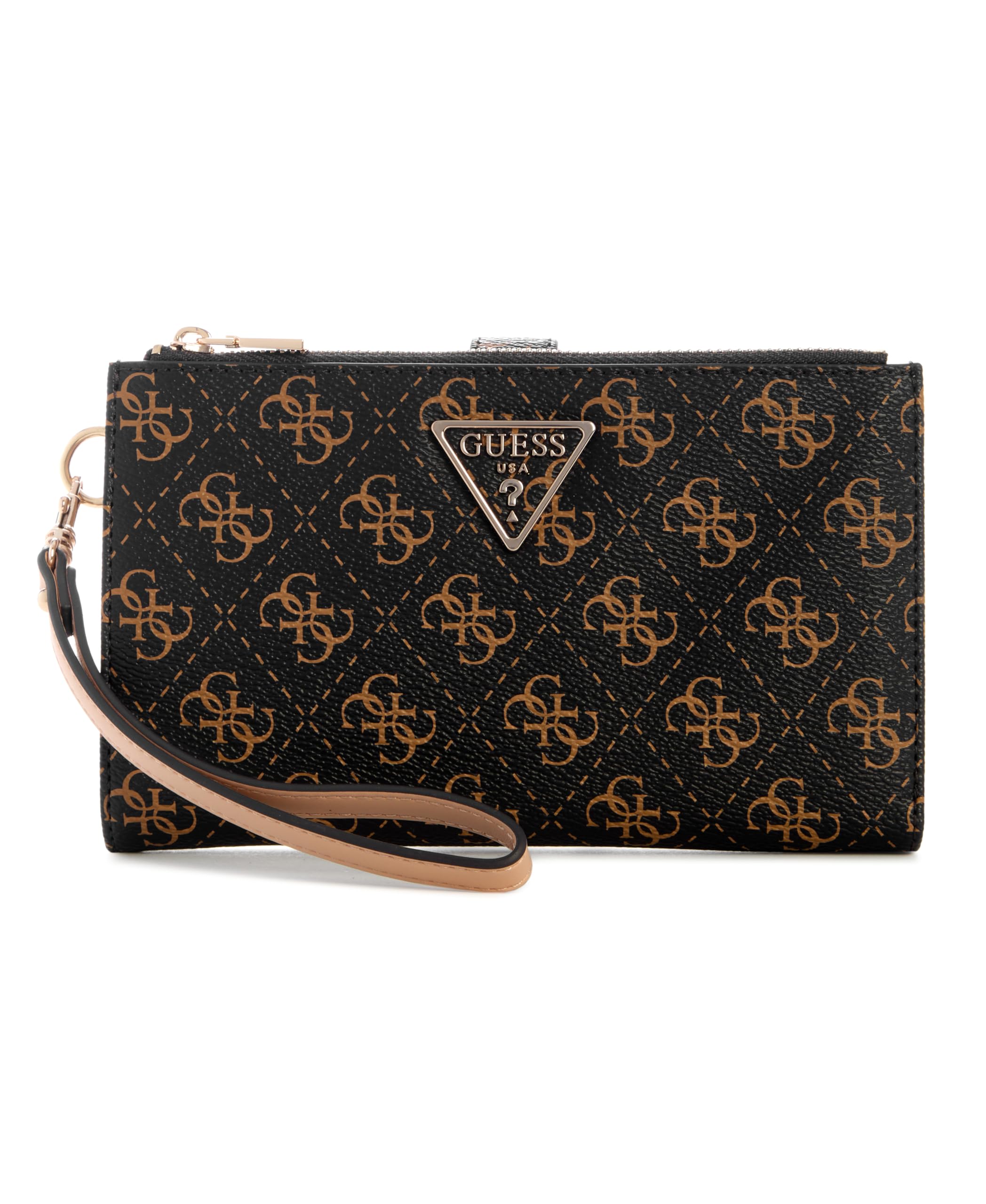 GUESS Laurel II Women's Wallet with Double Zip Organiser, Brown Logo, One Size