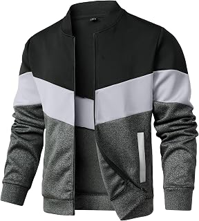 HYPESTFIT Men's Lightweight Bomber Jacket Color Block Varsity Coat Casual Jacket