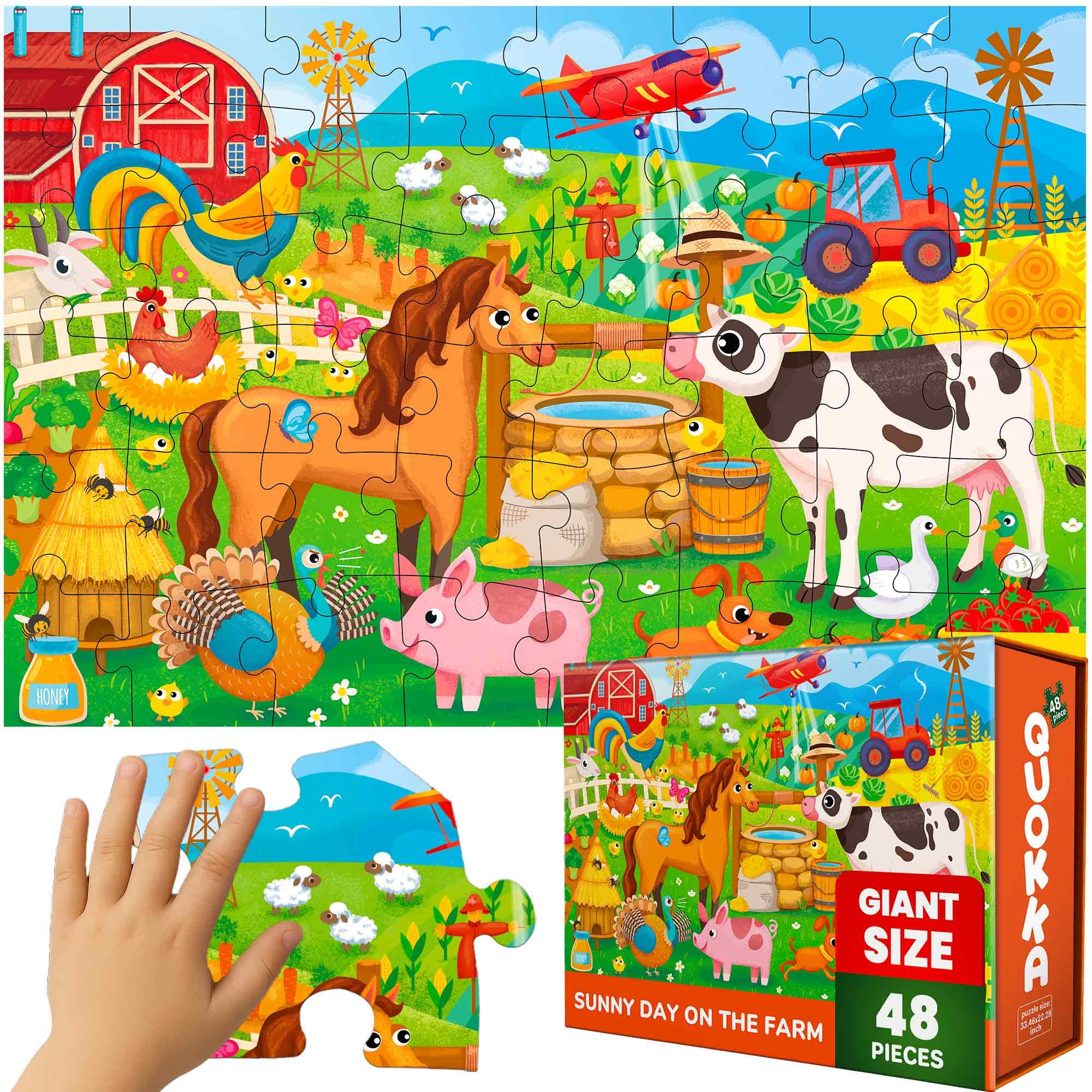Giant Floor Puzzle for Kids Ages 3-5 - 48 Pieces Extra-Thick Toddler Puzzle | Fa