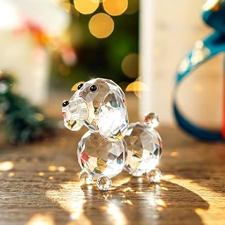 Crystal Cute Dog Figurine Collection Animal Collectible Cut Glass Ornament Statue