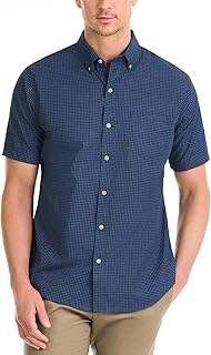 Van Heusen Men's Wrinkle Free Short Sleeve Button Check Down Shirt