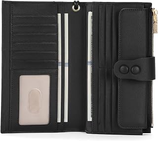 SENDEFN Purses for Women, Large Leather Women's Purses, RFID Blocking Women's Wallet with Card Holder, Zipper Coin Pocket and Wrist Strap