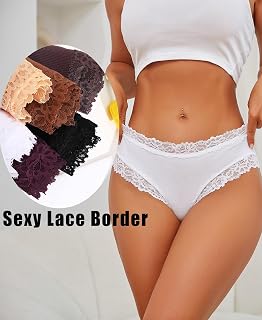 ALL OF SHE 6 Pack Cotton Underwear Women Brazilian Slip Lace Underpants Ladies Panties Sexy Hipster Cheeky Women Underwear Multipack