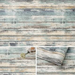 Arthome Rustic Wood Contact Paper Peel and Stick Self-Adhesive Wallpaper,Decorative Vinyl for Countertop Kitchen,Removable Distressed Plank Grain Vintage Wall Covering,Blue Wood,27W x 254L cm
