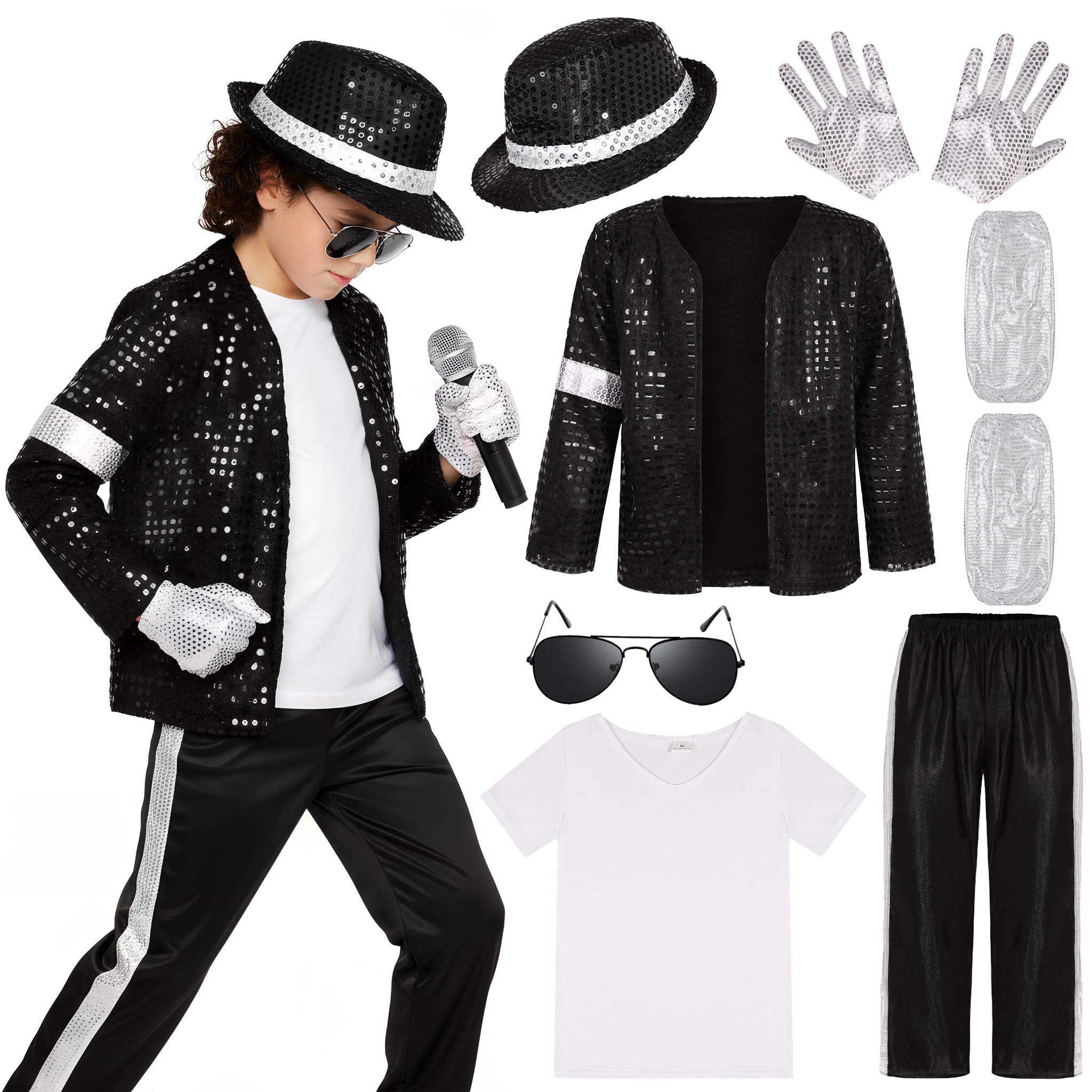BAURGHOP Kids Dance Star Costume for Boys 80s 90s Pop Stage Outfits for Hallowee