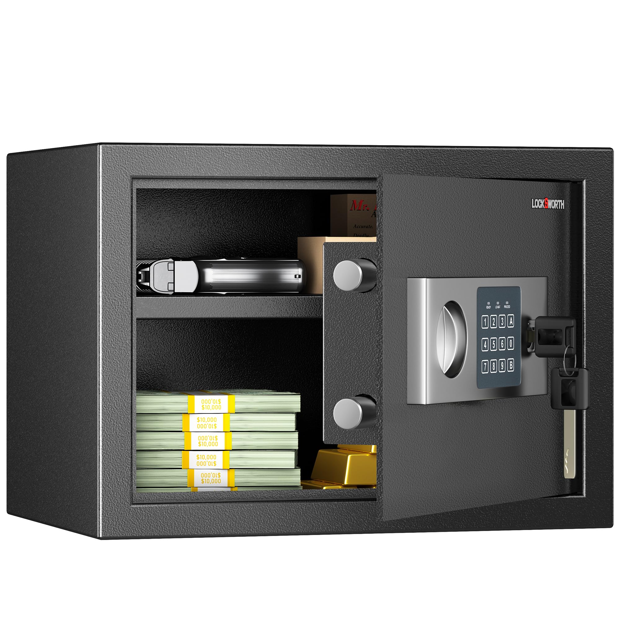 Locksworth Safe for Home, 0.6 Cubic Feet Safety Box, Lock Box for Money, Jewelry