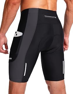 Bikewa Men's Cycling Shorts 3D Padded Cycling Road Mountain Cycling UPF 50+ Zipper Pockets