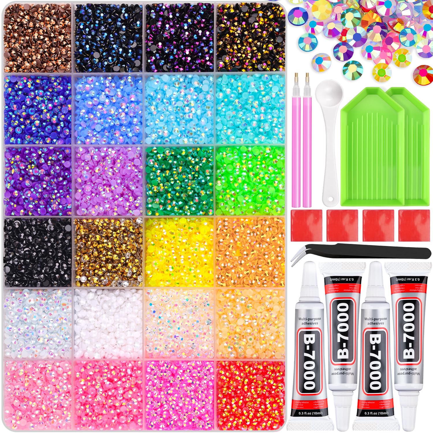 34000Pcs Resin Jelly Rhinestones for Bedazzling, Multicolor 3mm Flatback Gems fo