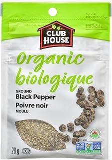 Club House Spice Bag, Ground Black Pepper, Organic, 28 g | Bold Black Pepper Flavour for Seasoning, Finishing, Grilling, and Everyday Cooking