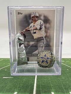 Dallas Cowboys Super Bowl VI Replica Championship Ring mini Lombardi Trophy with Roger Staubach Card Shabowbox Set