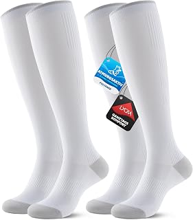 PULIOU Compression Stockings for Men and Women, 2 Pairs, 20-30 mmhg Circulation, Breathable Support Stockings, Compression Socks for Sports, Flight, Standing Occupations