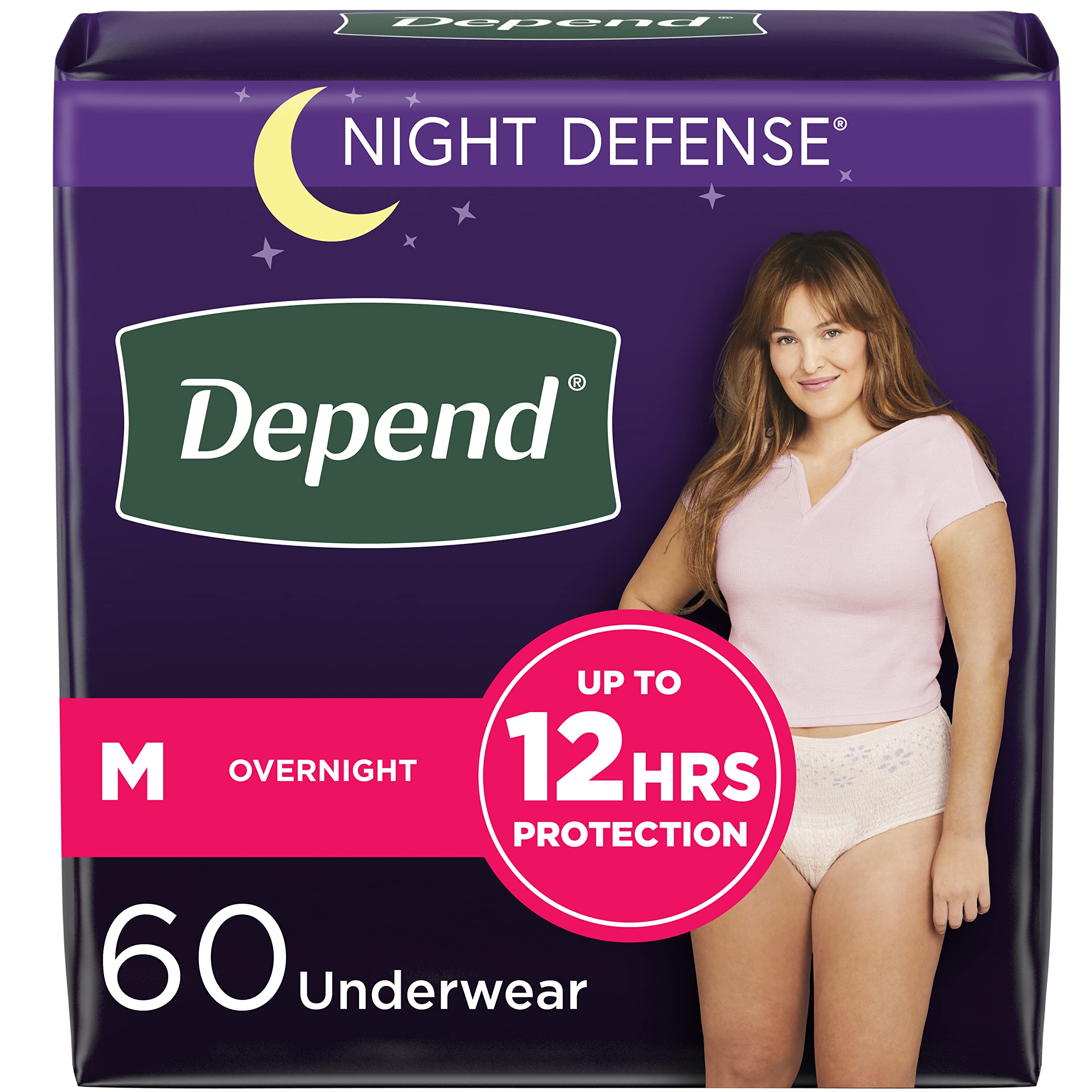 Depend Night Defense Adult Incontinence Underwear for Women, Disposable, Overnig