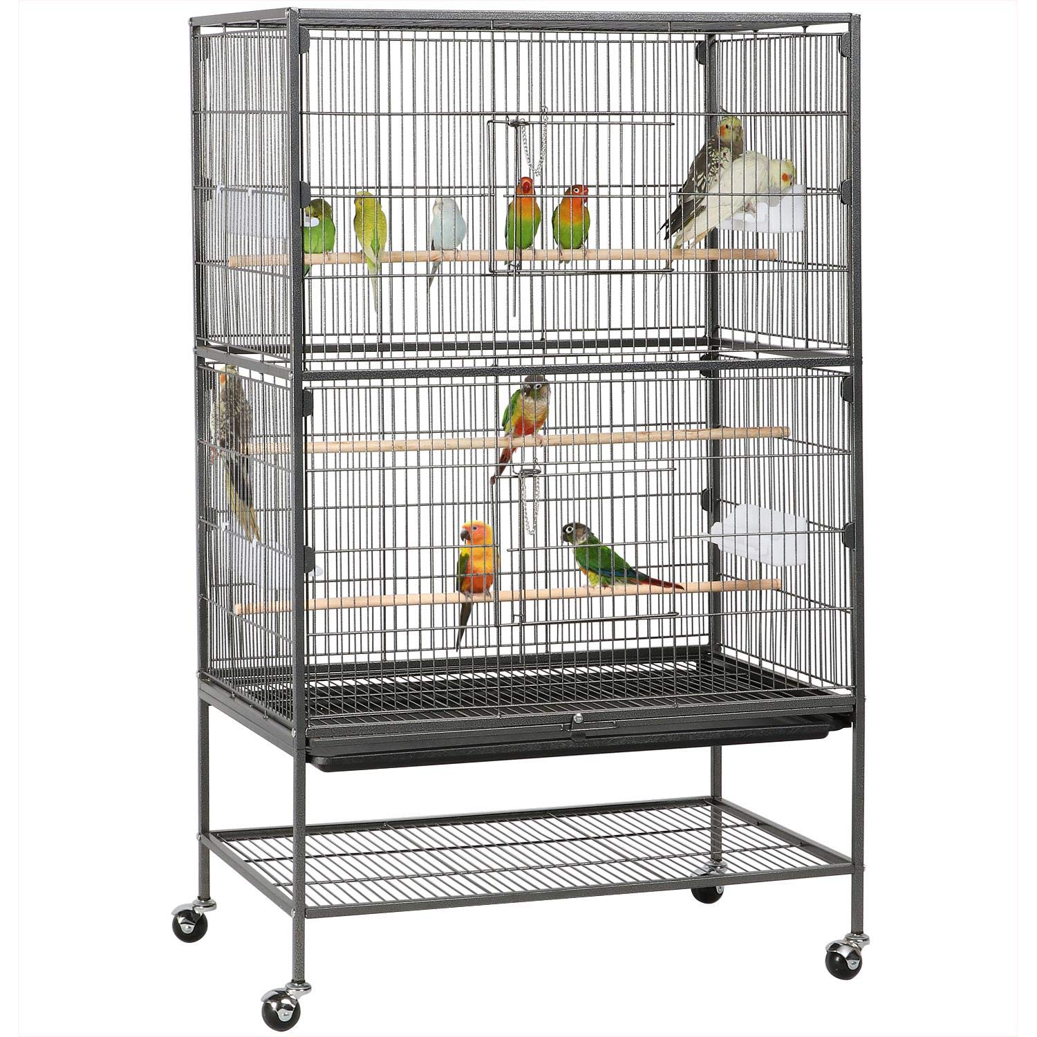 Yaheetech 52" Large Bird Cage for Parakeets, Cockatiels, Conures, Black | Rollin