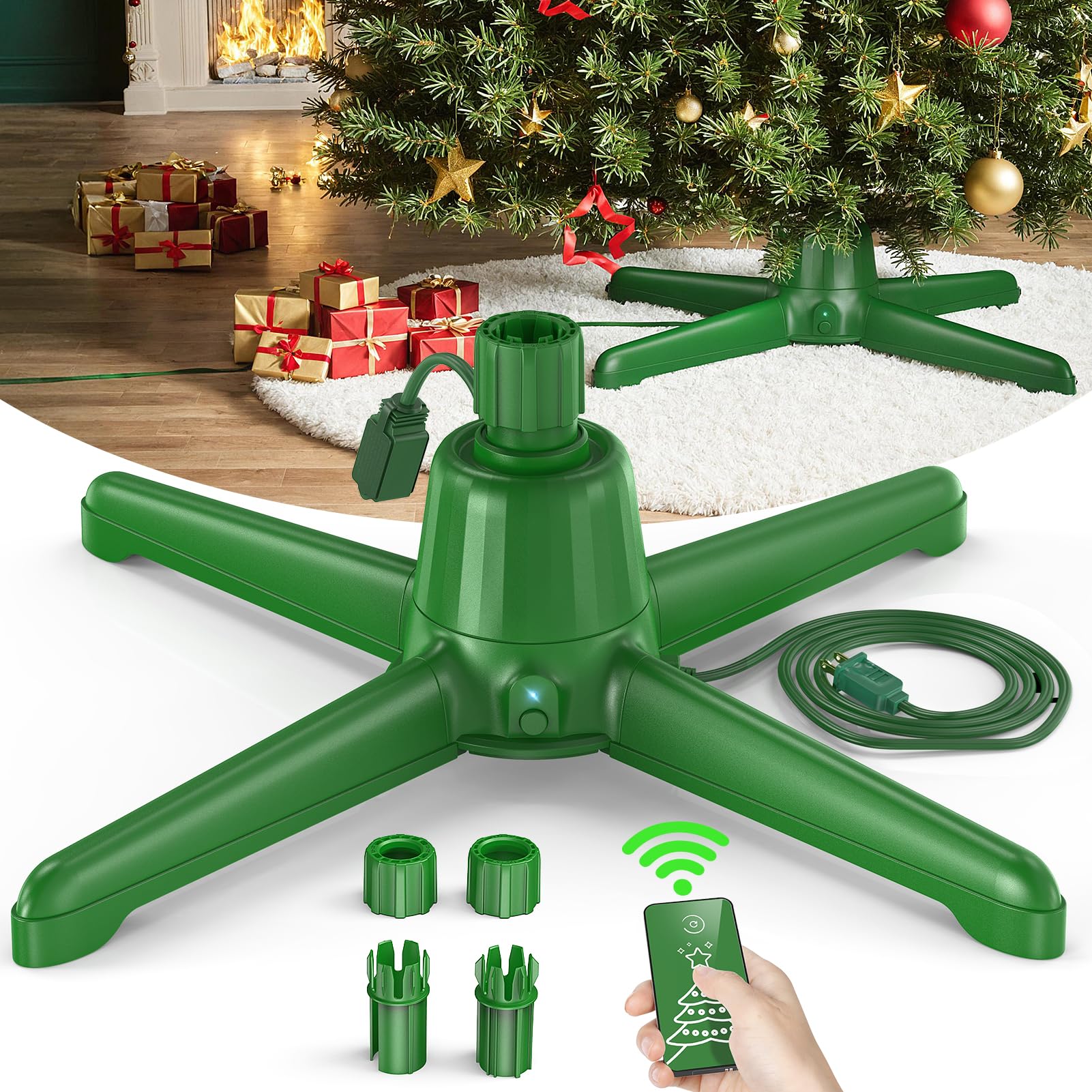 360° Rotating Christmas Tree Stand with Remote, UL Certified, 7.5FT, 90LB | Fits