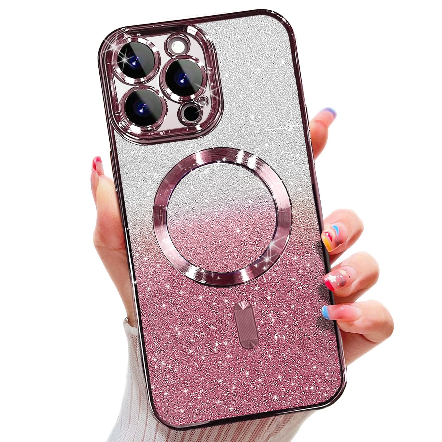 Misscase for iPhone 15 Pro Magnetic Glitter Case Compatible with MagSafe,Camera 