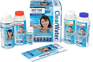 Clearwater Hot Tub Inflatable Spa Chemical Starter Kit | Chlorine, pH Minus, pH Plus, Algaecide, Test Strips, Water Balance, Algae Control