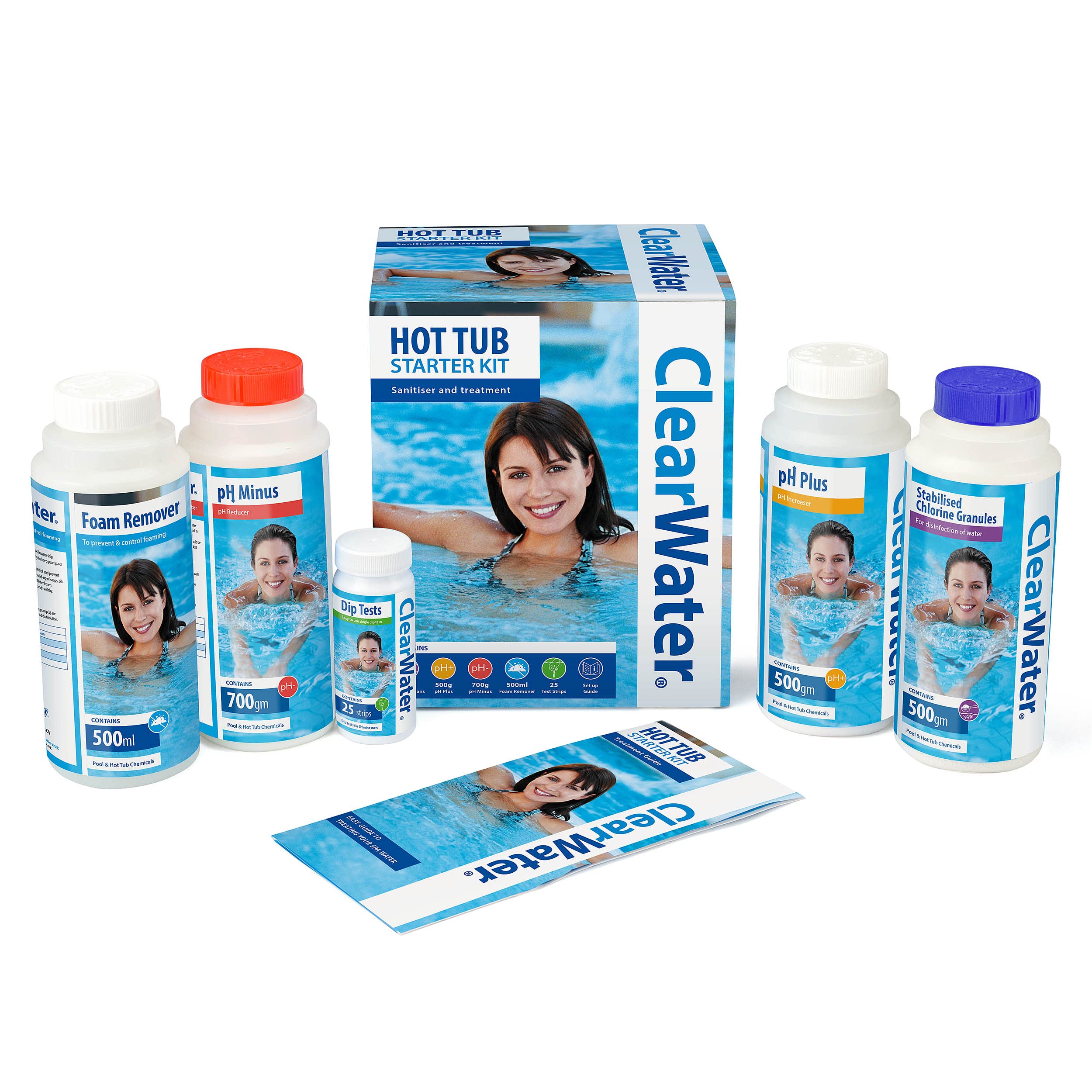 Clearwater Hot Tub Inflatable Spa Chemical Starter Kit | Chlorine, pH Minus, pH 