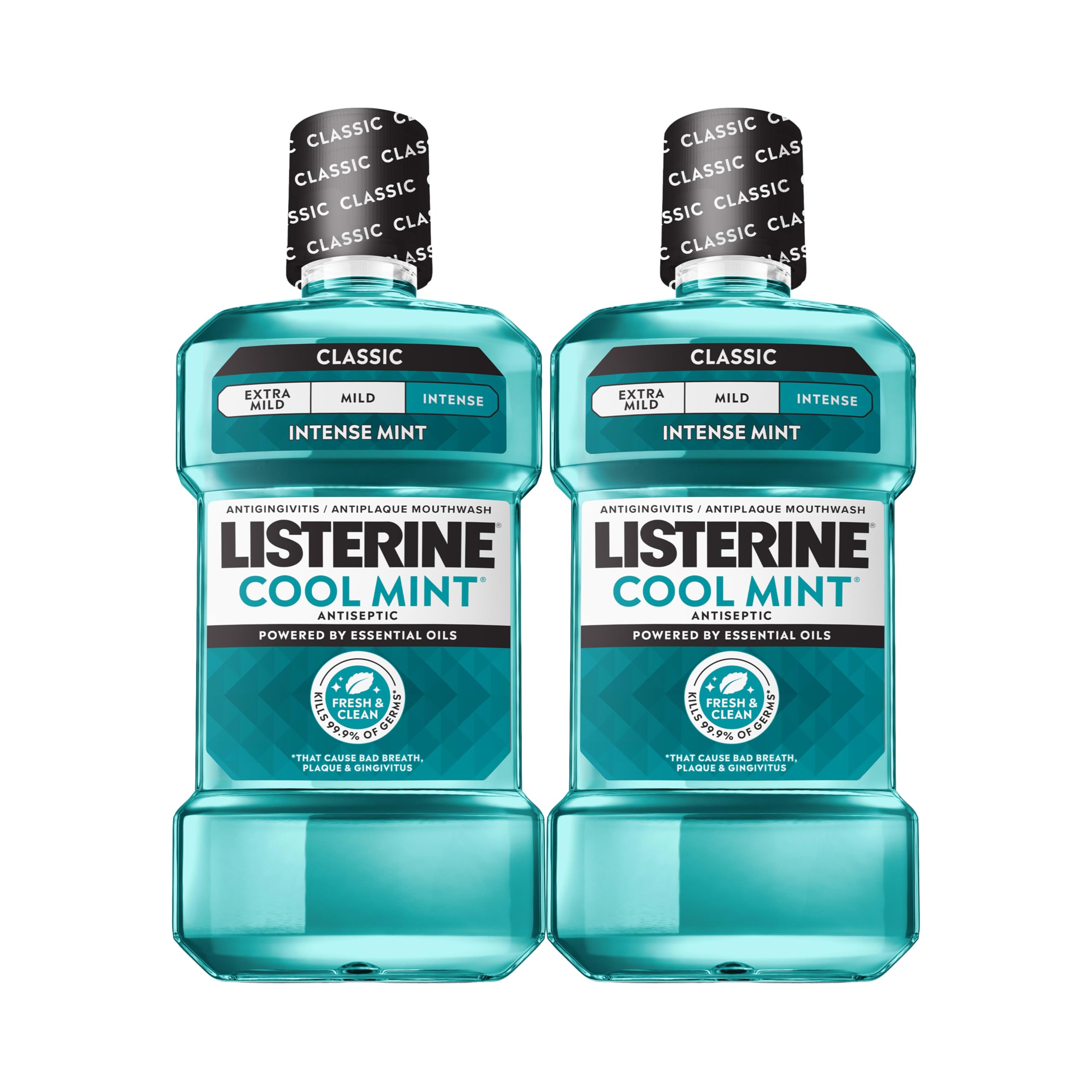 Listerine Cool Mint Antiseptic Mouthwash, Intense Mint, 33.8 fl. oz/1L x 2 | Kil