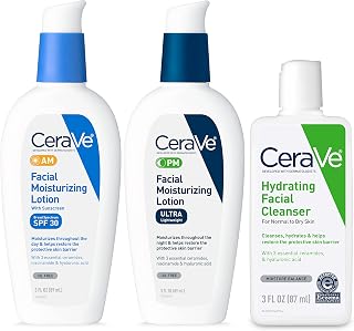 CeraVe Skin Care Set, Face Wash + AM &amp; PM Face Moisturizer, Travel Size | Includes AM SPF Moisturizer, PM Face Lotion and Hydrating Face Wash For A Morning and Night Skincare Routine