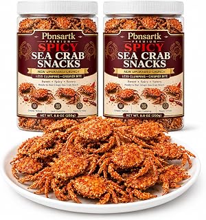 Crunchy Crab Snack, Spicy Sea Crab Snacks, Sweet & Spicy Ready-to-Eat Crispy Baby Seafood Bites for Movie Night, Travel, Office & Party Sharing (500g)