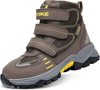 ASHION Kids Boys Snow Boots, Warm Plush Winter Hiking Boots, Ankle Support Walking Trekking Shoes