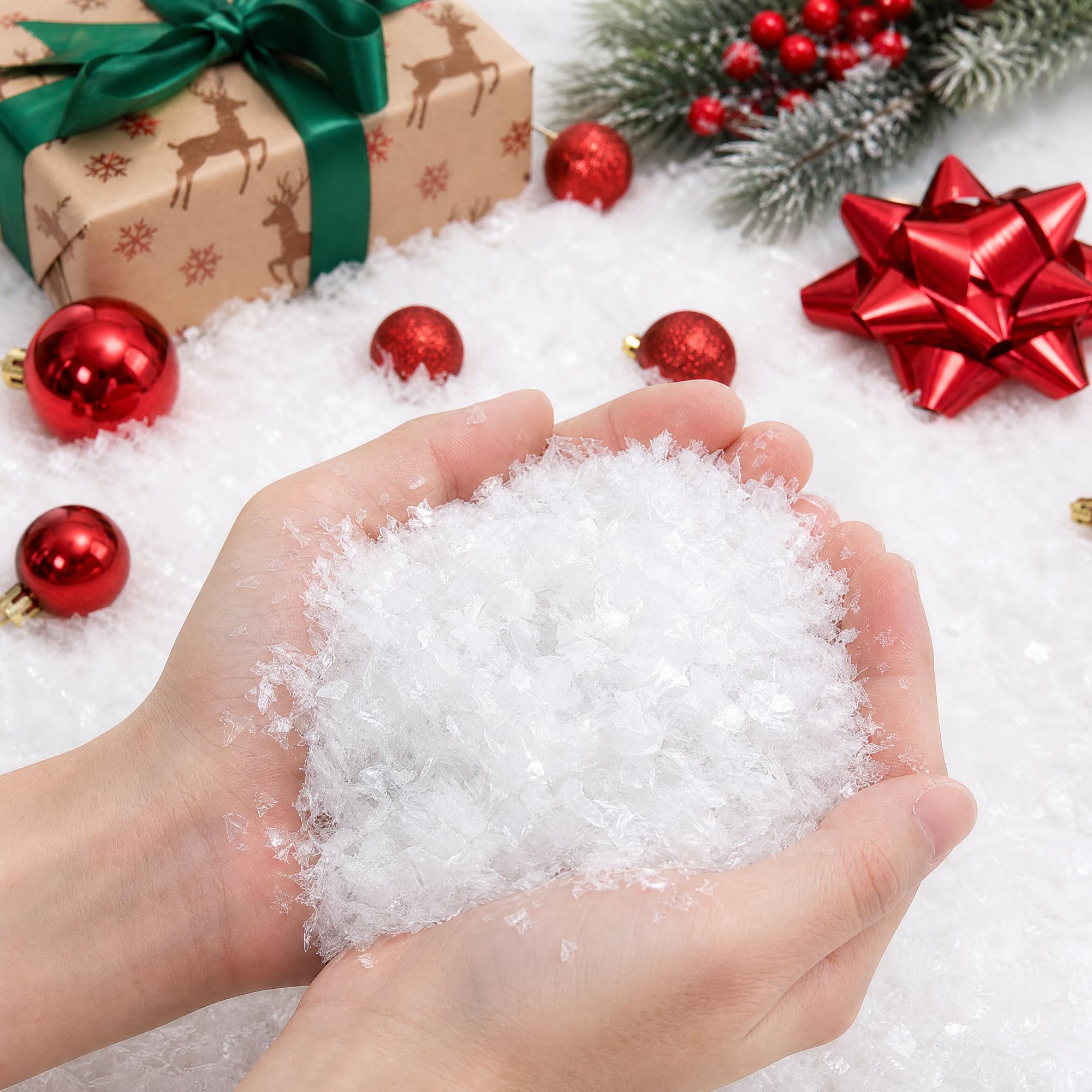 40oz Christmas Fake Snow Decoration, White Twinkles Artificial Flake Snow | Fluf