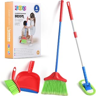 Play22 Kids Cleaning Set 4 Pcs – Broom Mop Brush & Dustpan Toy, Girls Boys | Girl Boy Toys, Includes Broom Mop Brush & DustPan - Pretend Play Preschool Learning Activities, Great Christmas Gift
