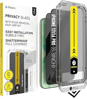 Deppa | 2-Pack | Privacy Screen Protector for iPhone 17/ iPhone 16 Pro (6.3") with Smart Installation Tray | Dust & Bubble-Free | 9H Tempered Glass | Full Coverage | Easy Install