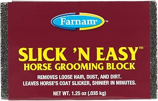 Farnam Slick 'N Easy Horse Grooming Block | Removes loose Hair, Dust, and Dirt,Leaves horse's coat slicker, shinier in minutes,Grooms up to 12 horses