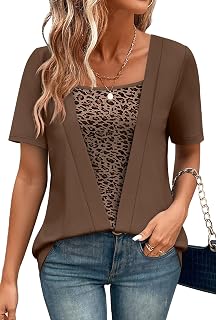 WIHOLL Top estivo da donna alla moda 2 in 1 camicette a maniche corte camicie casual magliette da spiaggia vestiti per vacanze