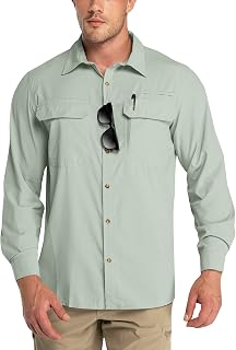 Outdoor Ventures Men's Long Sleeve Shirt, Outdoor Functional Shirt, Quick-Drying Shirts, Casual Shirt, Breathable Sports Shirt, Spring, Summer, Autumn with Pockets for Hiking, Camping, Travel