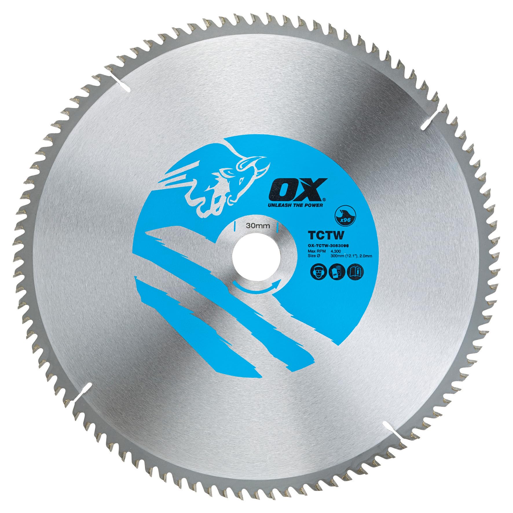 OX TCT Wood Cutting Circular Saw Blade 305/30mm, 96 Teeth ATB | Tough ATB tooth 