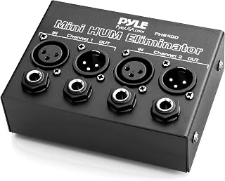 Pyle Compact Mini Hum Eliminator Box - 2 Channel Passive Ground Loop Isolator, Noise Filter, AC Buzz Destroyer, Hum Killer w/ 1/4" TRS Phone, XLR Input/Output, Uses 1:1 Isolation Transformer