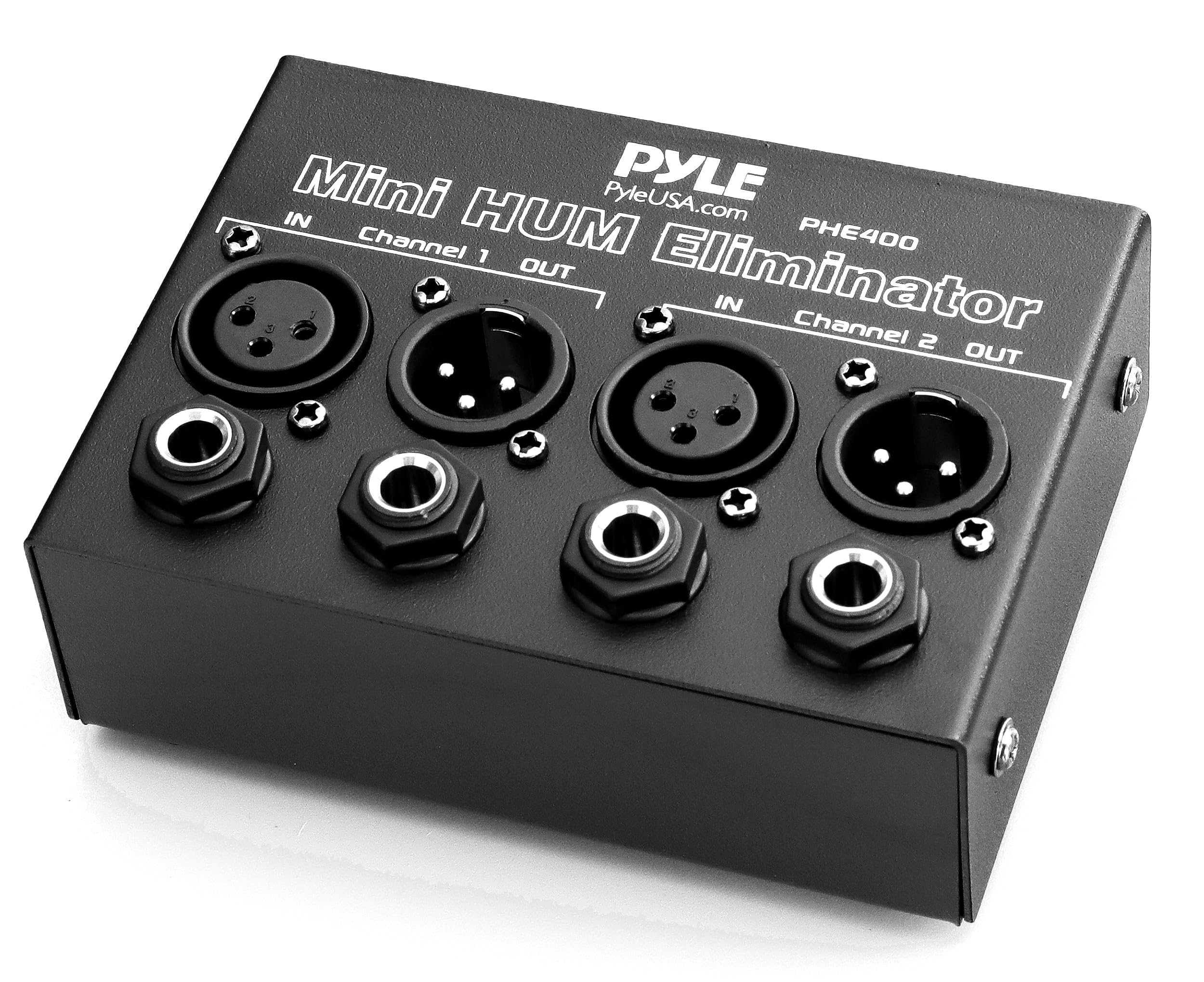 Pyle Compact Mini Hum Eliminator Box - 2 Channel Passive Ground Loop Isolator, N