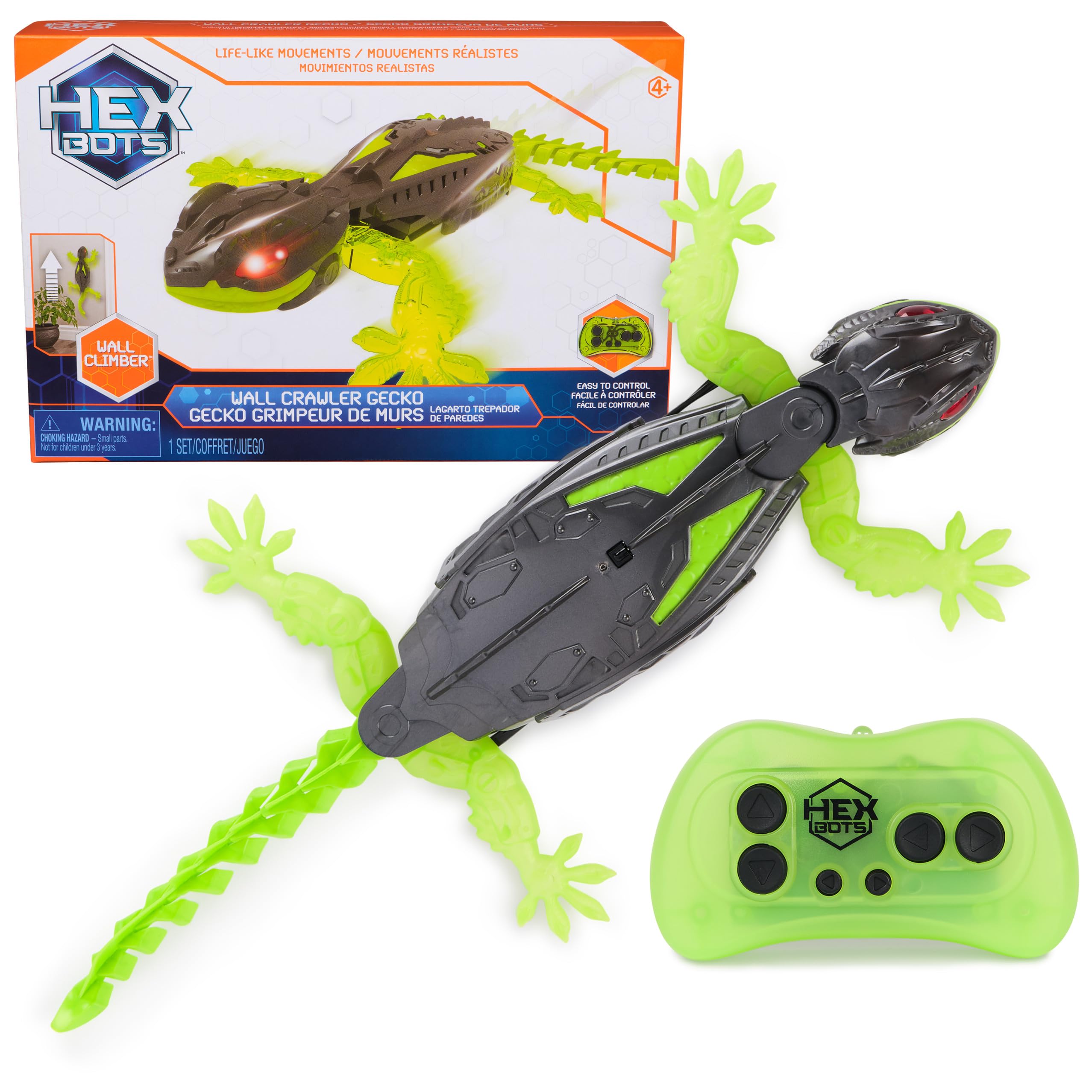 HEX BOTS Wall Crawler Gecko Rechargeable Remote Control Toy | Lizard RC Toy, Wal