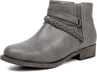 Ataiwee Women's Booties - Chunky heel short booties with zipper closure.