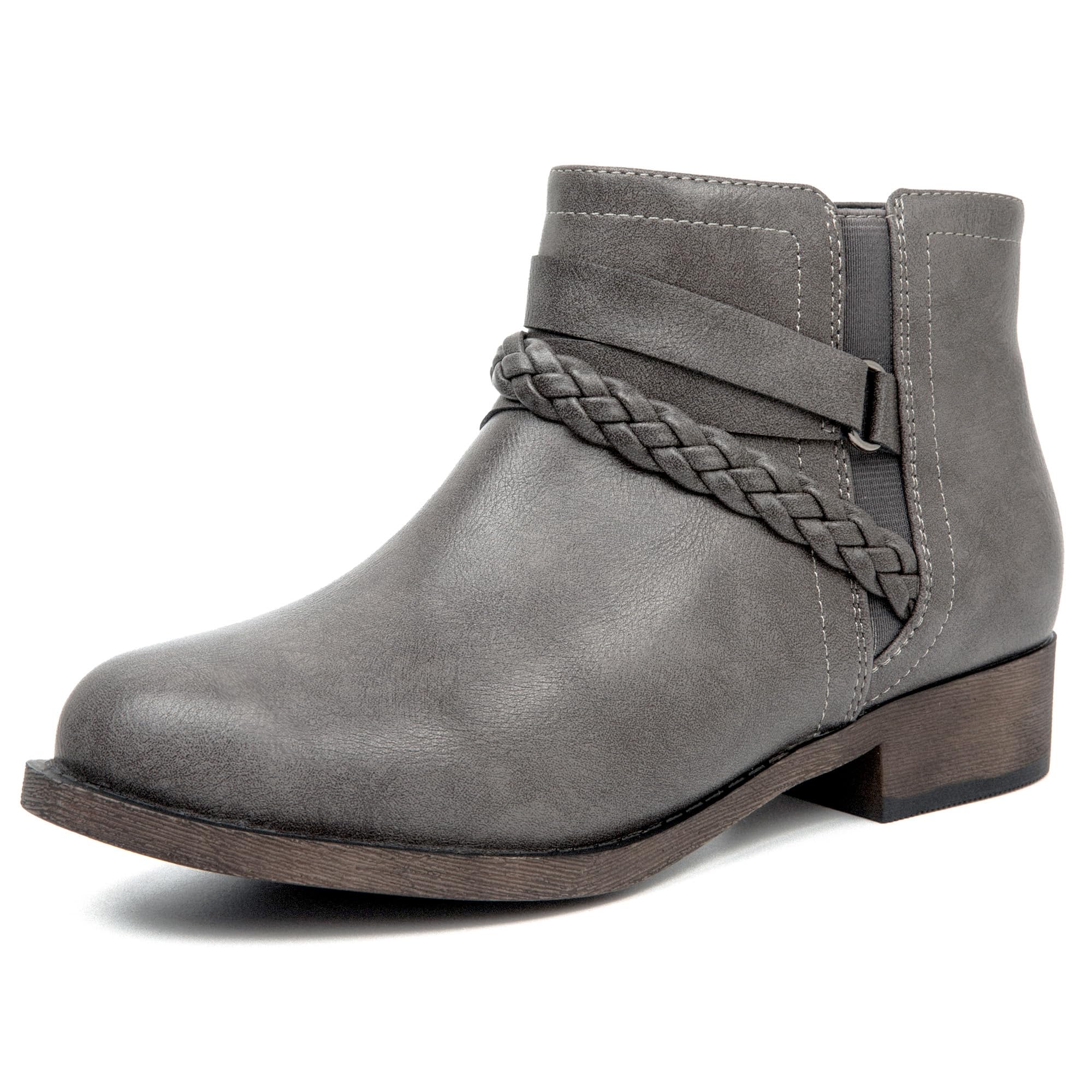 Ataiwee Women's Booties - Chunky heel short booties with zipper closure.