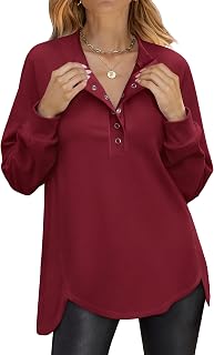 ANRABESS Sweatshirt for Women Oversized Henley Tunic Tops