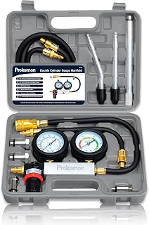Prokomon Engine Cylinder Leak Down Tester Kit, Grey | Cylinder Leakage Tester Set for Pressure Check and Leakage Rate Test；Gasoline Engine Leakdown Tester Kit with Extension Rod