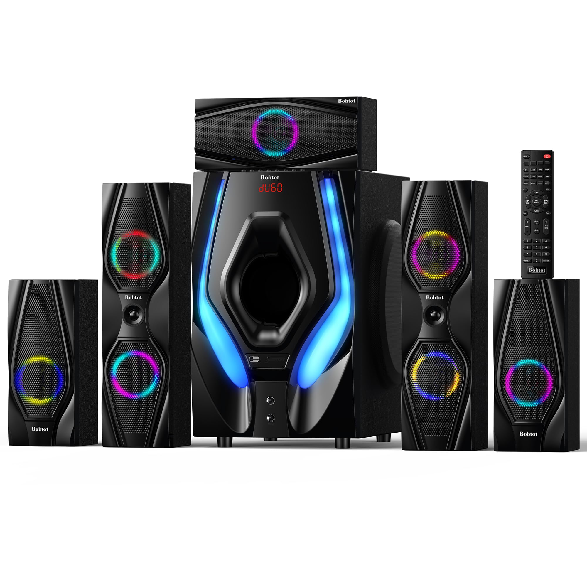 Bobtot Home Theater Systems Surround Sound Speakers,1200 Watts Peak | 10 inch Su