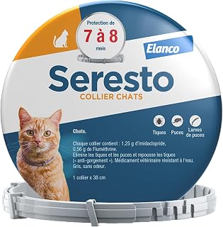 Seresto Cat Collar - Continuous Flea and Tick Protection - Seresto Cat Collar with Long Lasting Protection for 7-8 Months - Grey
