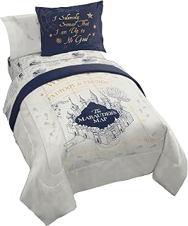 Harry Potter Twin Comforter Set 5 Piece Soft Fantasy Bedding, Beige