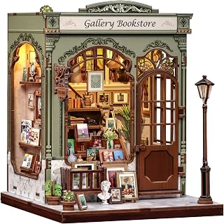 CUTEBEE Book Nook Kit - DIY Miniature House Dollhouse Kit for Adults | Library Bookstore Booknook Tiny House Bookshelf Decor 3D Wooden Puzzle, Gifts for Family and Friends (Gallery Bookstore)