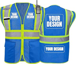 BeautyWill Custom Safety Vest Customized Logo Class 2 High Visibility Reflective Vest with Pockets Construction workwear