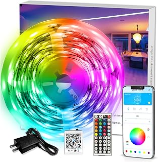DAYBETTER LED Strip Lights 110ft RGB Music Sync Smart App Control 1 Roll | Bluetooth Color Changing, 44-key Remoter Timer Memory Cuttable Strong Adhesive for Bedroom Kitchen Party Wall Decor