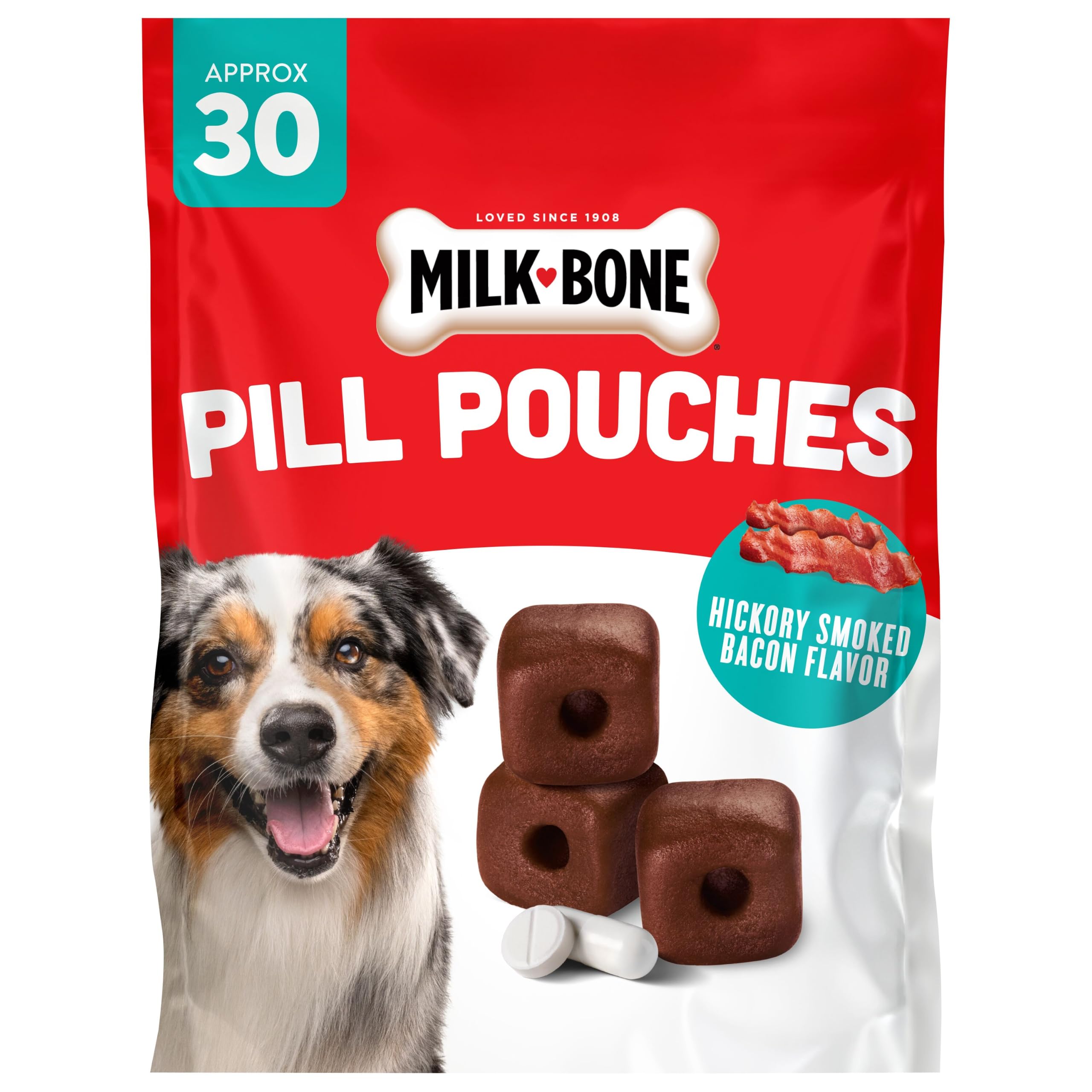 Milk-Bone Pill Pouches, Hickory Smoked Bacon Flavor, 30 Pill Pouches | 7.4-oz. b