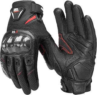 KEMIMOTO Sheepskin Leather Motorcycle Gloves for Men, Motorcycle Gloves for Motorcross Motorbike Dirt Bike Bicycle Racing ATV UTV