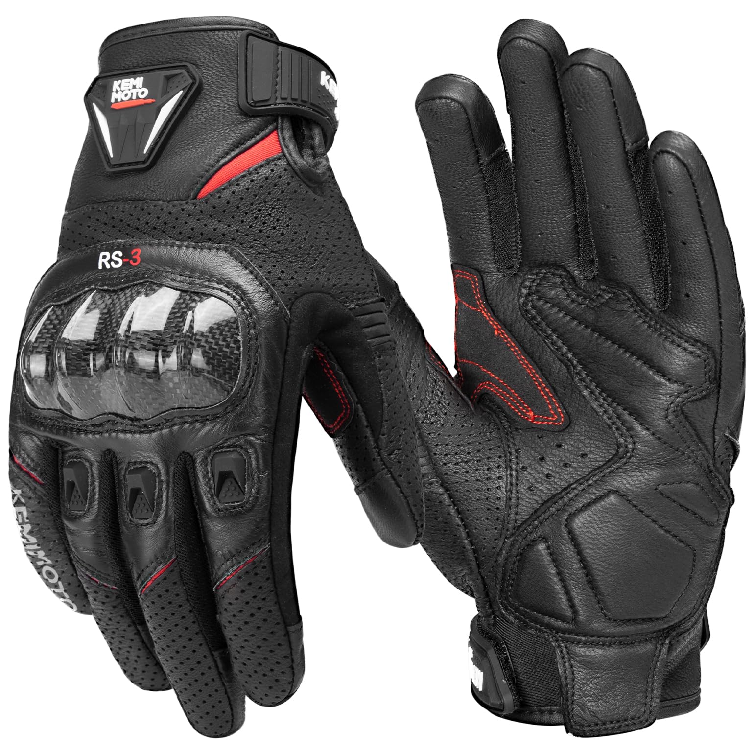 KEMIMOTO Sheepskin Leather Motorcycle Gloves for Men, Motorcycle Gloves for Moto