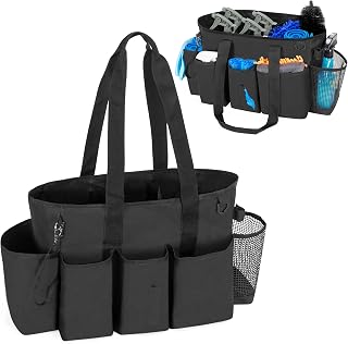 LoDrid Tote Cleaning Caddy with Dividers for Cleaning Supplies, Black