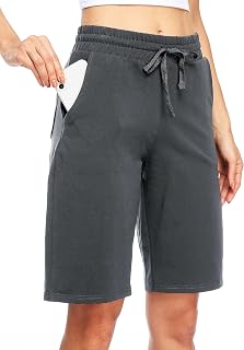 WILLIT Women Cotton Shorts Yoga Pants Long Pants Knee Length Summer Workout Pants 10" with Pockets